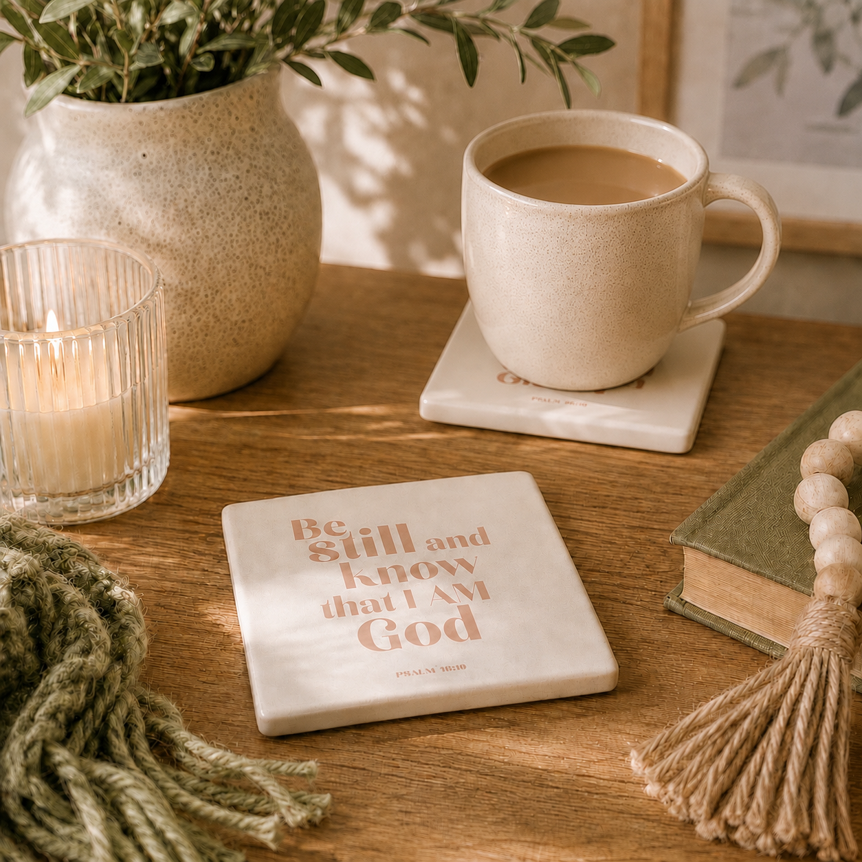 Be Still and Know That I Am God Ceramic Coaster