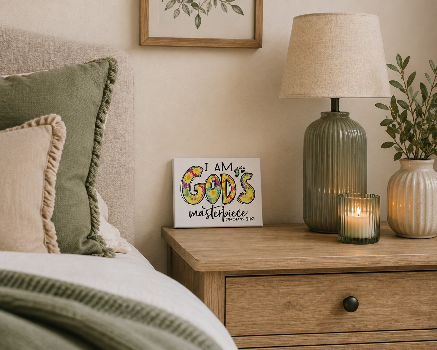 I Am God's Masterpiece Canvas | Ephesians 2:10 Christian Wall Art | Faith Decor