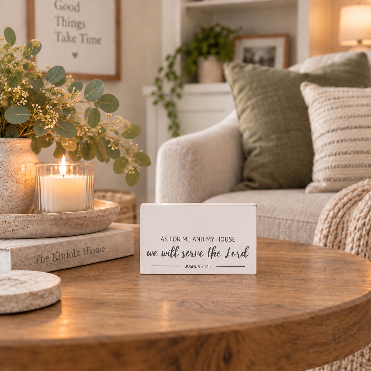 As For Me And My House Scripture Block | Joshua 24:15 | Christian Home Decor | Faith Filled Home