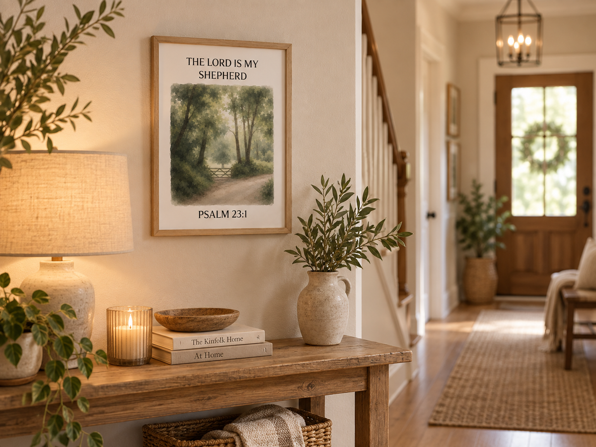 The Lord Is My Shepherd Scripture Print | Psalm 23:1 | Christian Wall Art | Faith Decor