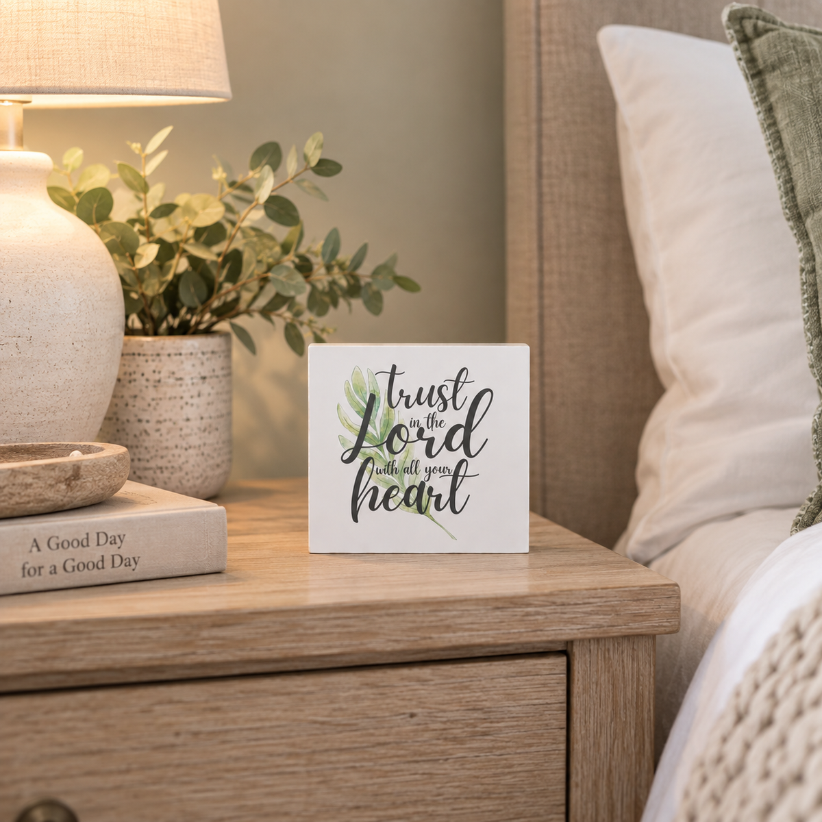 Trust In the Lord With All Your Heart Scripture Block | Christian Home Decor | Faith Filled Home