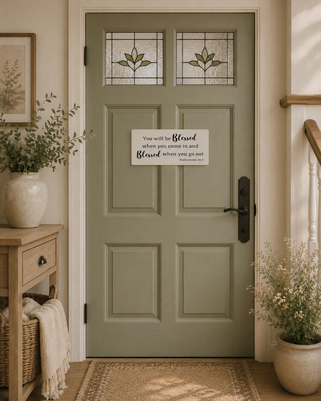Blessed When You Come In and Blessed When You Go Out Sign | Deuteronomy 28:6 | Christian Home Decor