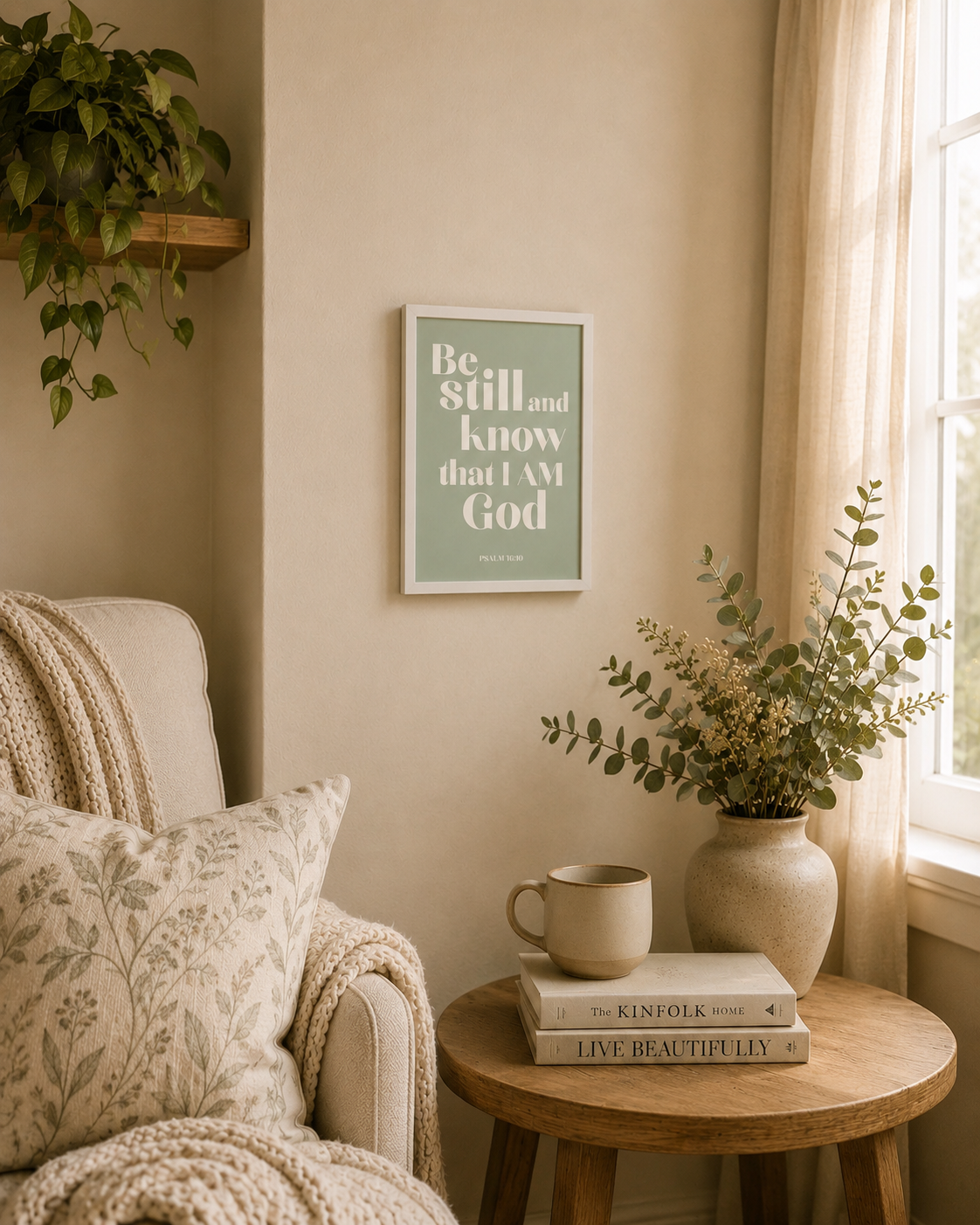 Be Still And Know that I Am God Print | Psalm 46:10 Scripture Wall Art | Christian Home Decor
