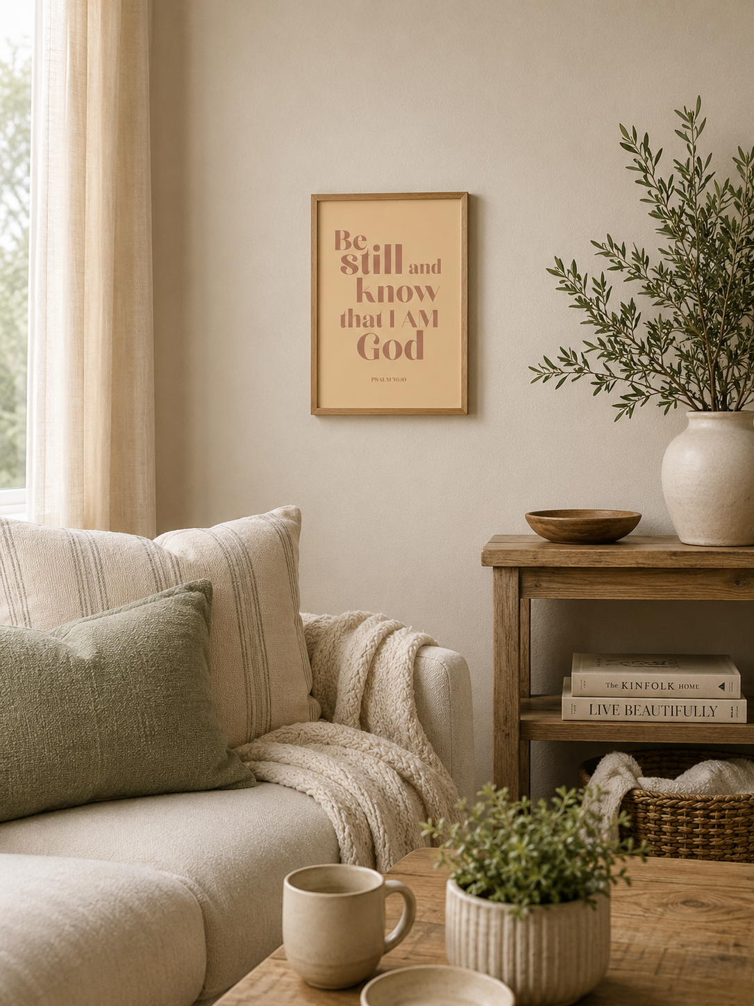 Be Still And Know that I Am God Print | Psalm 46:10 Scripture Wall Art | Christian Home Decor