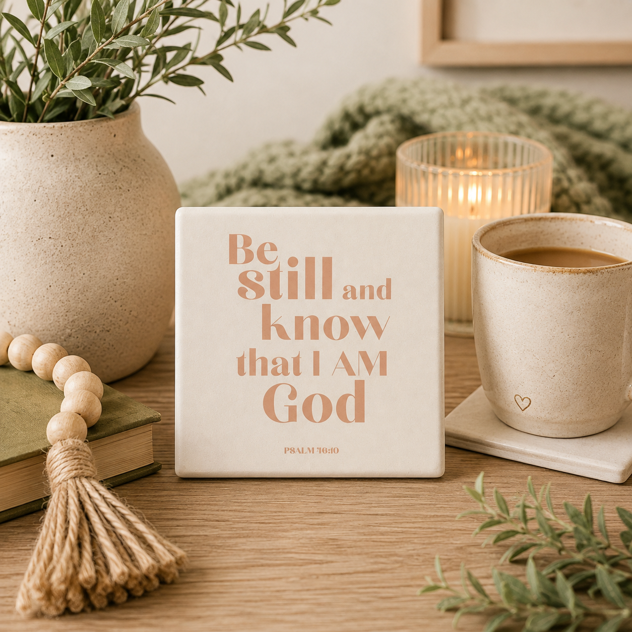 Be Still and Know That I Am God Ceramic Coaster