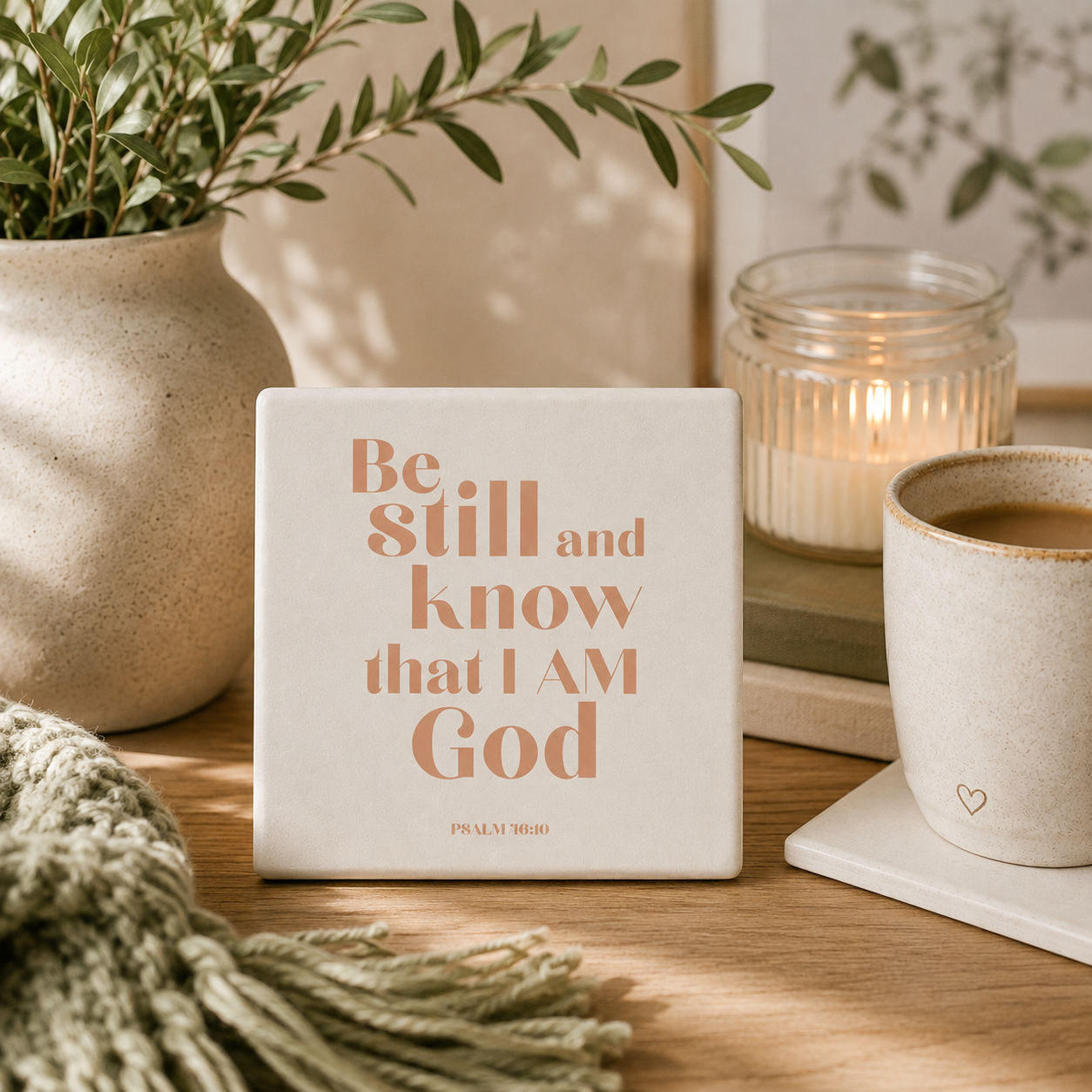 Be Still and Know That I Am God Ceramic Coaster