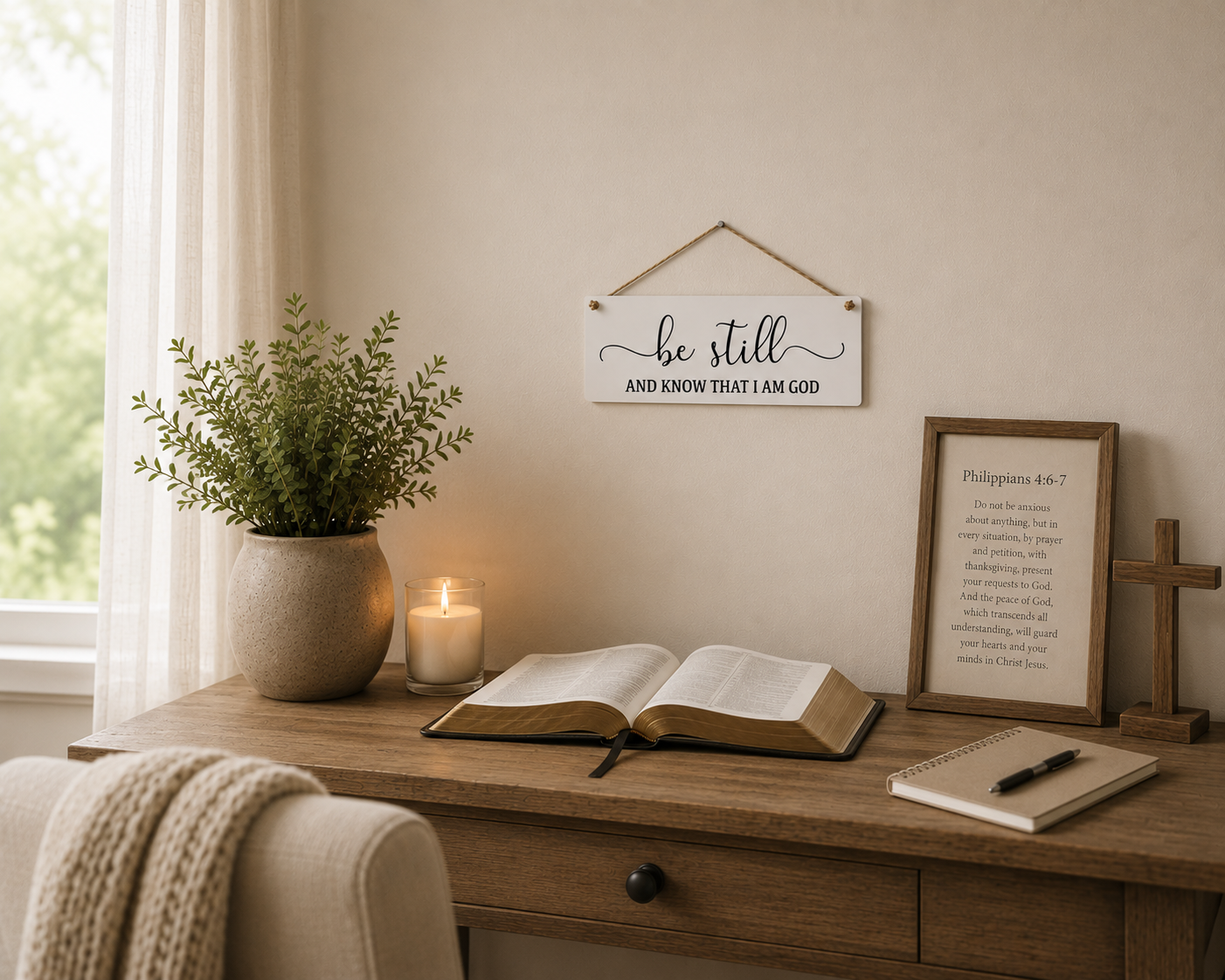 Be Still and Know That I Am God Sign | Christian Wall Decor | Scripture Sign
