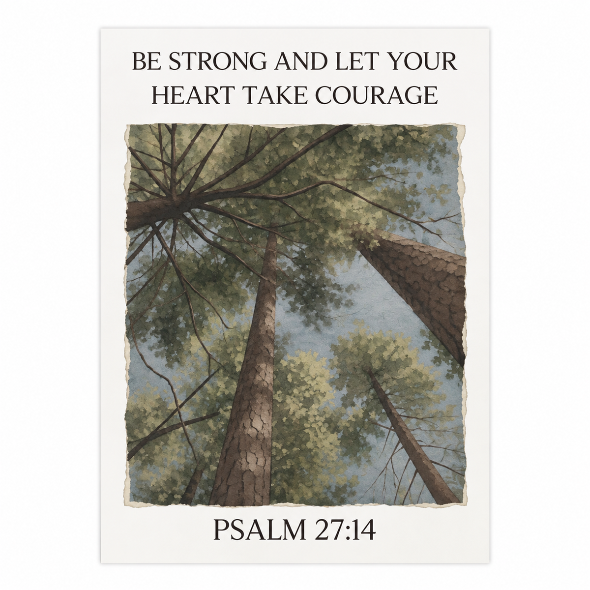 Be Strong And Let Your Heart Take Courage Scripture Print | Psalm 27:14 | Christian Wall Art | Faith Decor