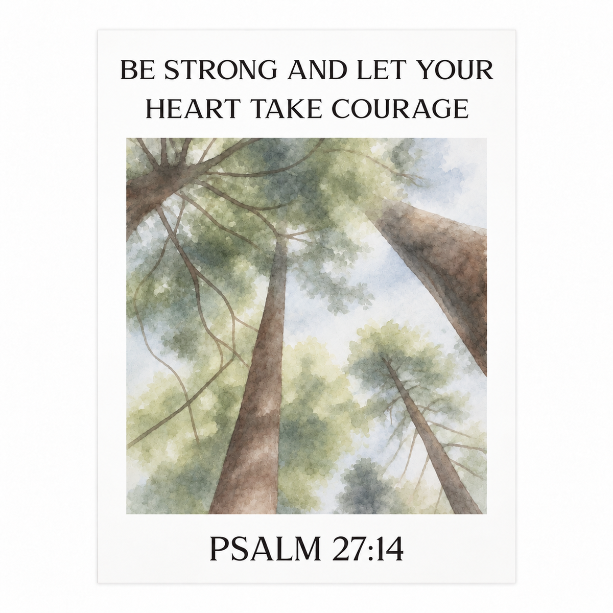 Be Strong And Let Your Heart Take Courage Scripture Print | Psalm 27:14 | Christian Wall Art | Faith Decor