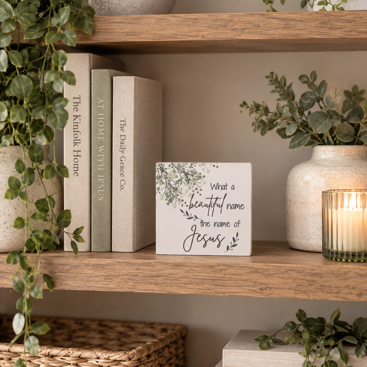 What A Beautiful Name Scripture Block | Christian Home Decor | Faith Filled Home