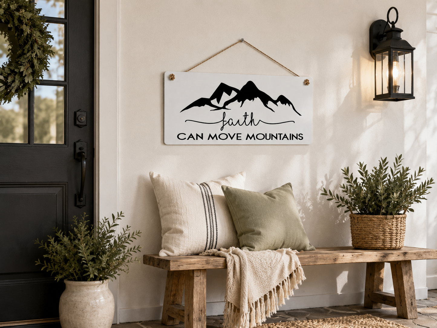 Faith Can Move Mountains SIgn | Christian Wall Decor | Scripture Sign