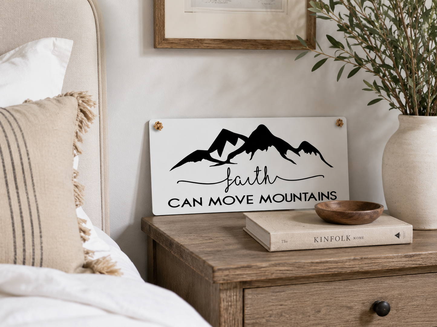 Faith Can Move Mountains SIgn | Christian Wall Decor | Scripture Sign