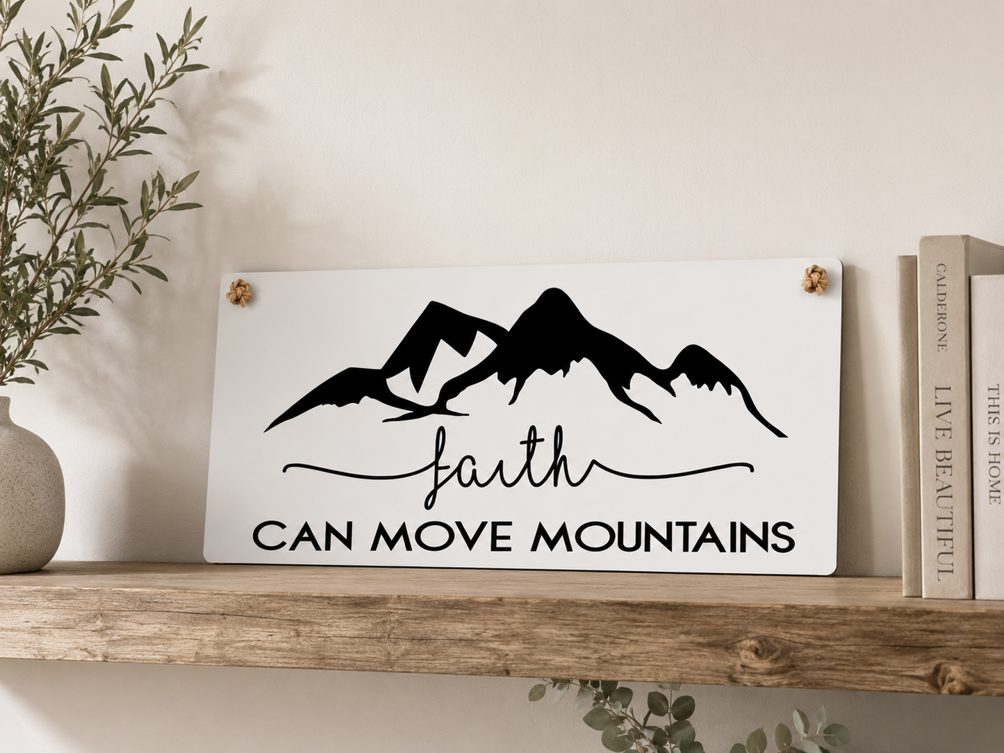 Faith Can Move Mountains SIgn | Christian Wall Decor | Scripture Sign
