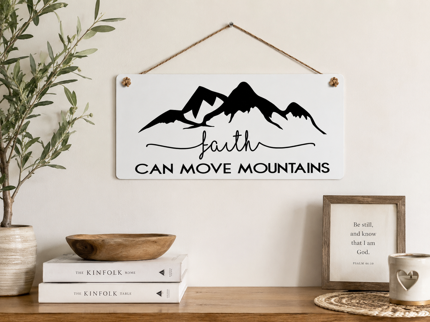 Faith Can Move Mountains SIgn | Christian Wall Decor | Scripture Sign