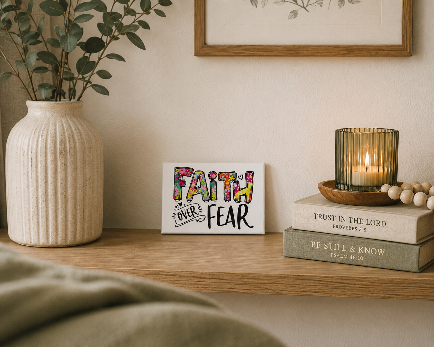 Faith Over Fear Canvas | Christian Wall Art | Faith Decor