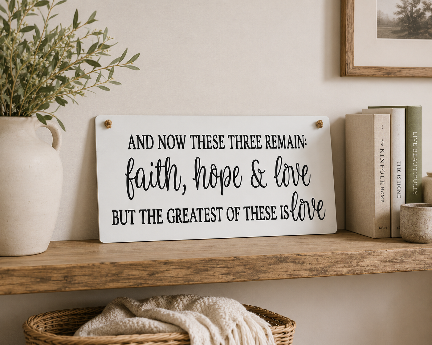 Faith, Hope & Love Sign | Christian Wall Decor Plaque