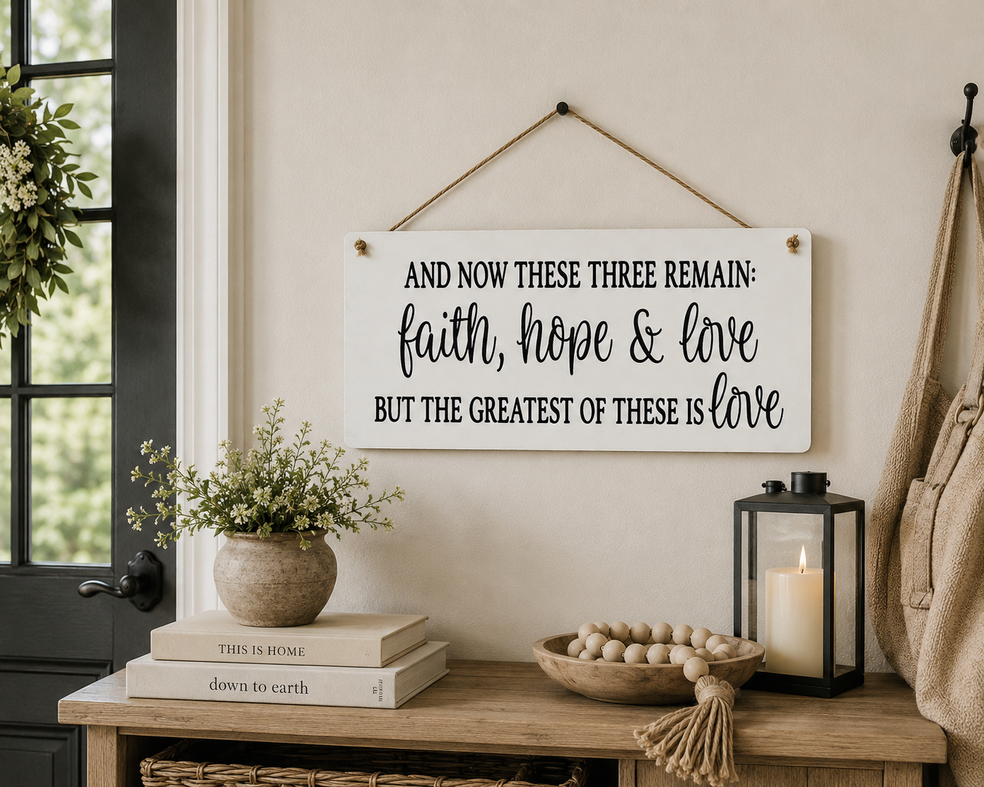 Faith, Hope & Love Sign | Christian Wall Decor Plaque