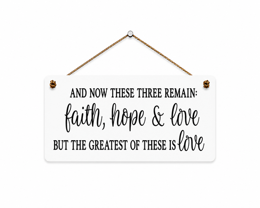 Faith, Hope & Love Sign | Christian Wall Decor Plaque
