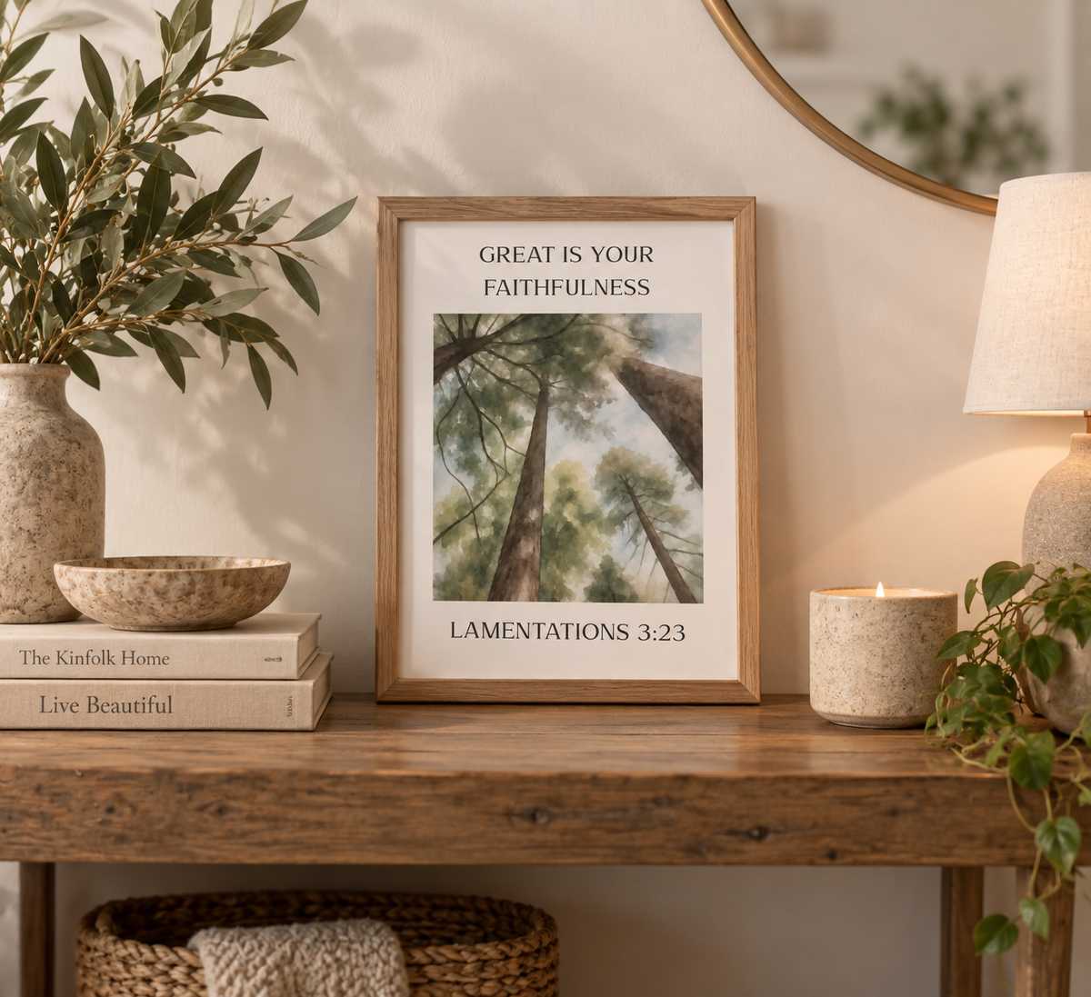 Great Is Your Faithfulness Scripture Print | Lamentations 3:23 | Christian Wall Art | Faith Decor