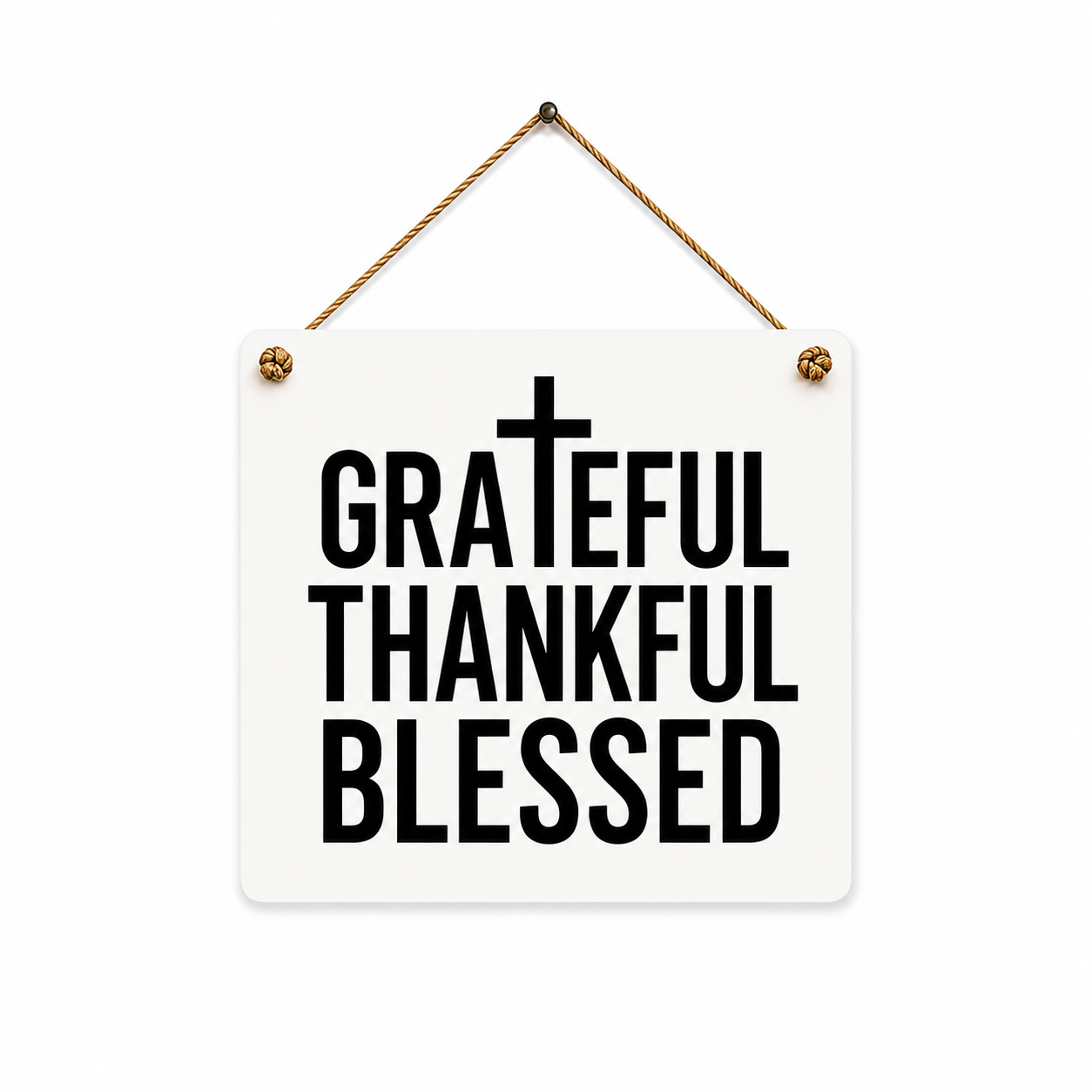 Grateful Thankful Blessed Faith Inspired Hanging Sign | Faith Filled Home Decor