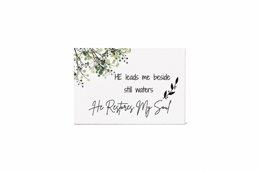 He Leads Me Beside Still Waters He Restores My Soul Scripture Block | Psalm 23 Home Decor |