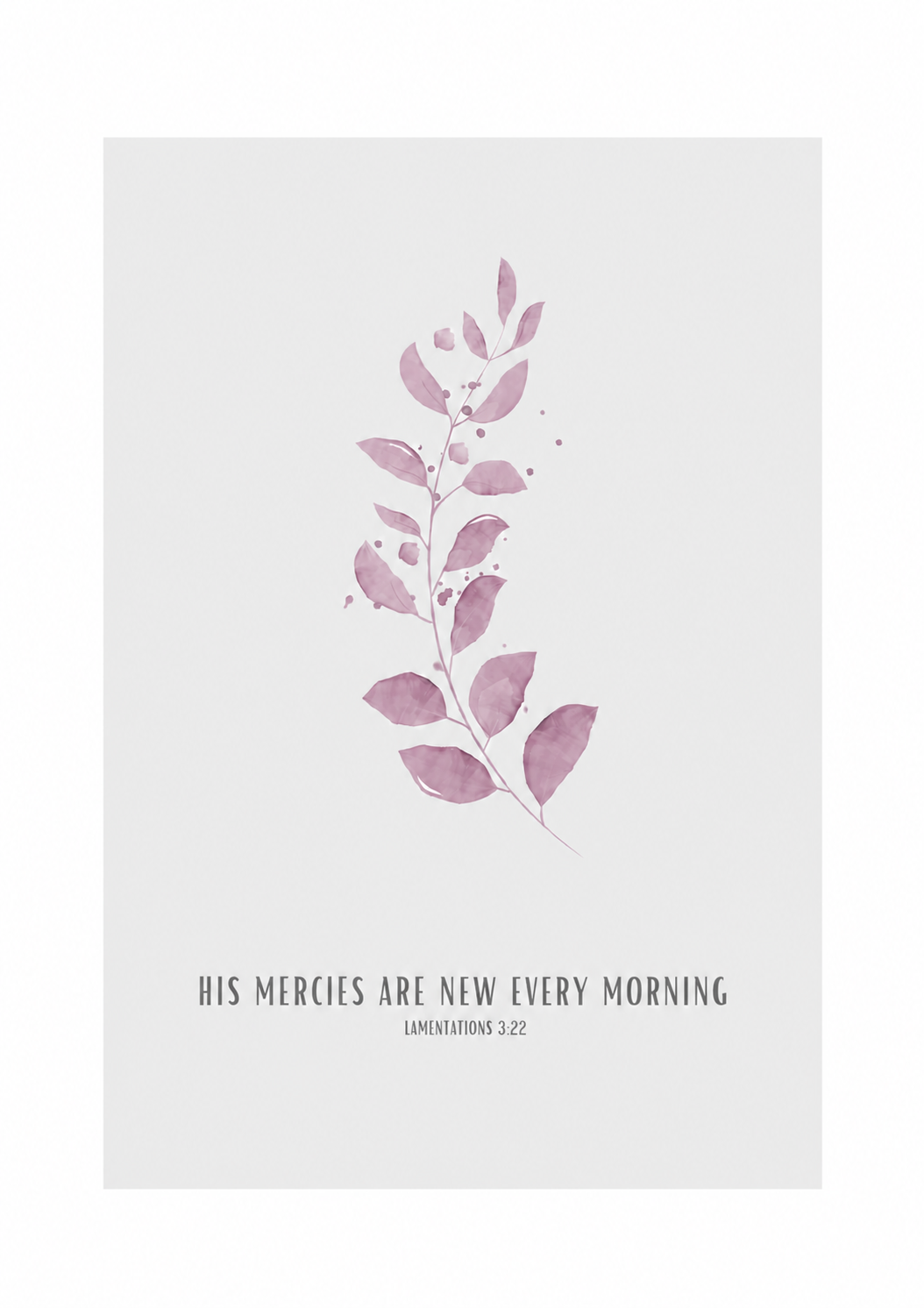 His Mercies Are New Every Morning Lamentations 3:22 | Pink Botanical Scripture Print | Faith Home Decor