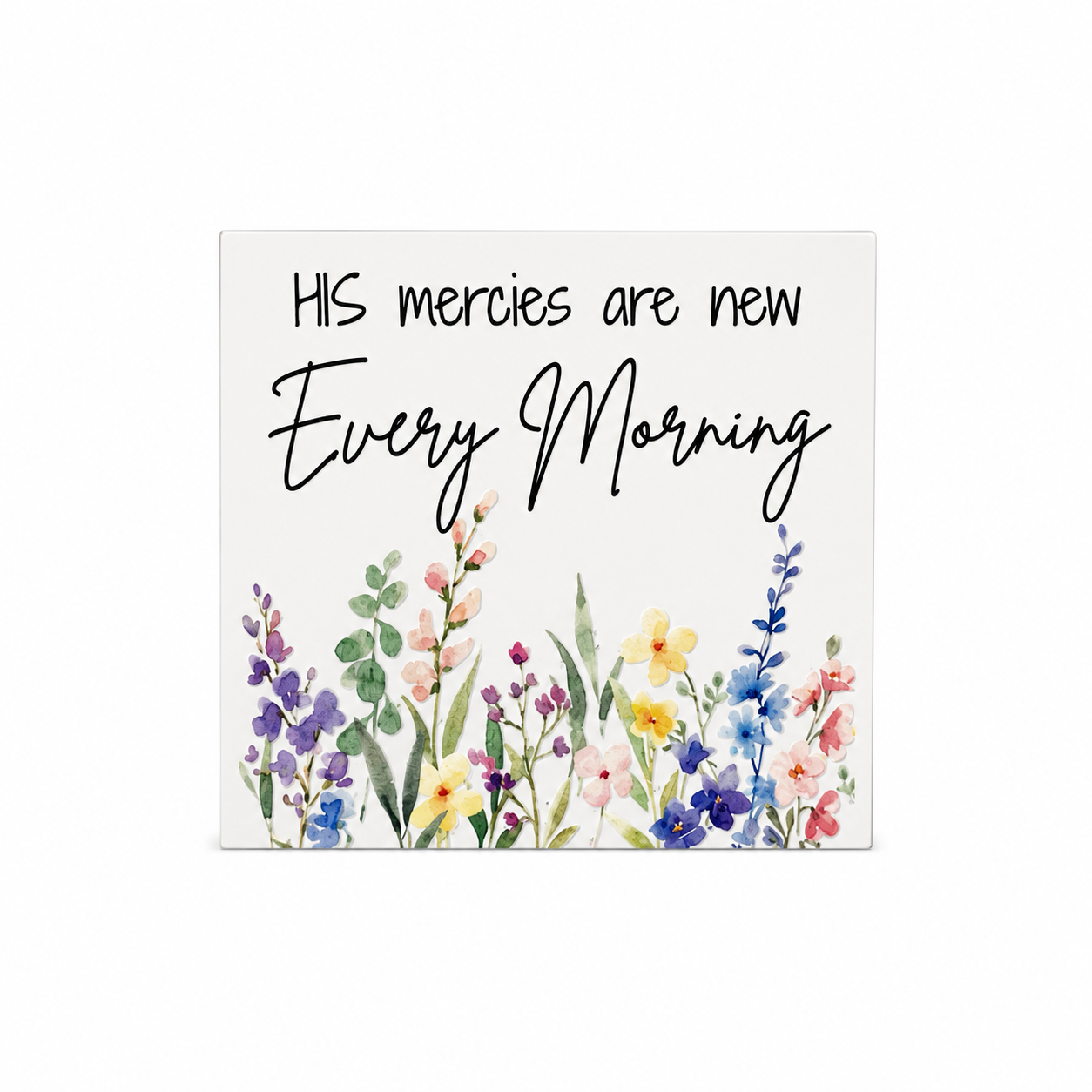 His Mercies Are New Every Morning Scripture Block | Christian Home Decor | Faith Home Decor