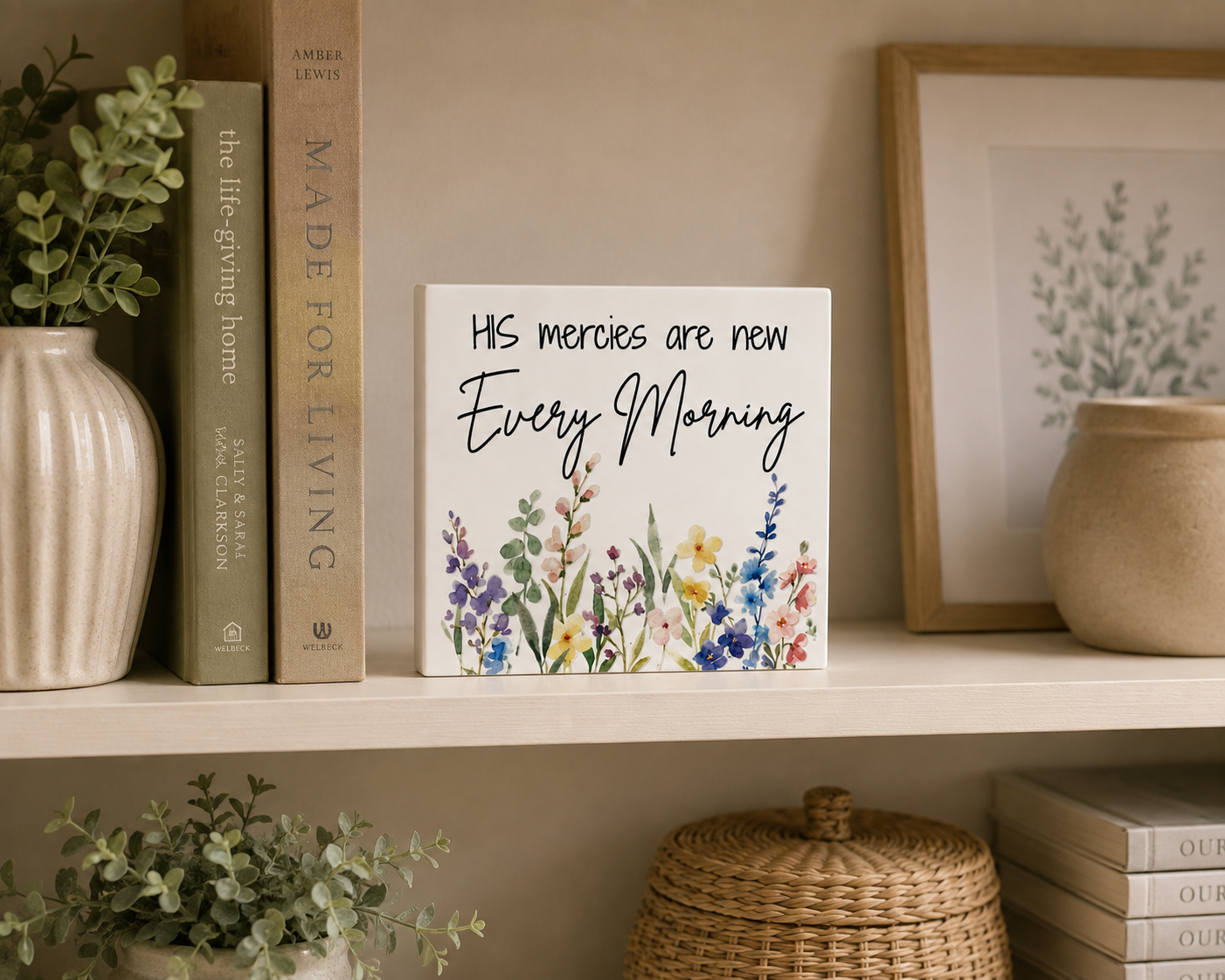 His Mercies Are New Every Morning Scripture Block | Christian Home Decor | Faith Home Decor