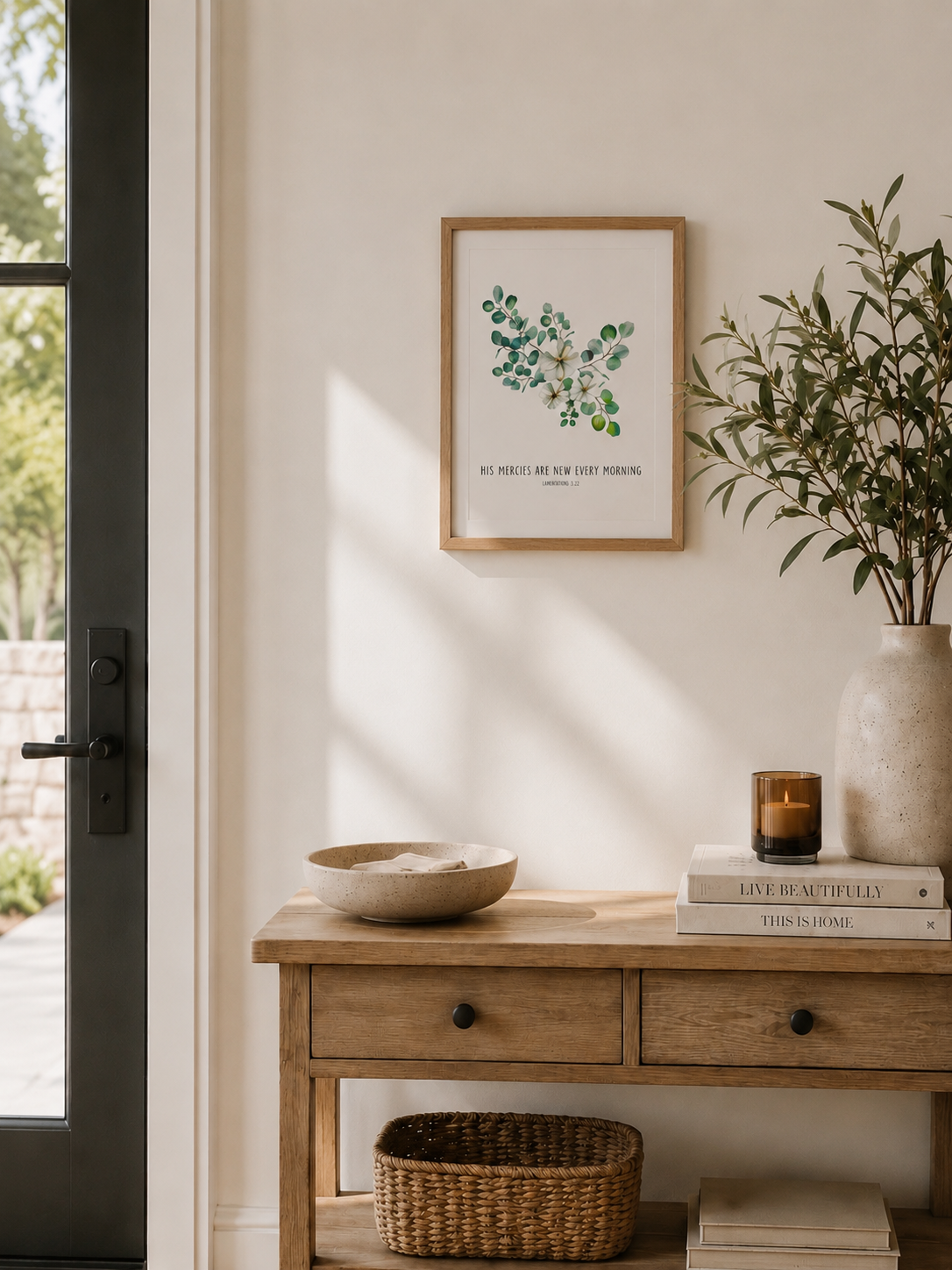 His Mercies Are New Every Morning Lamentations 3:22 | Green Eucalyptus Scripture Print