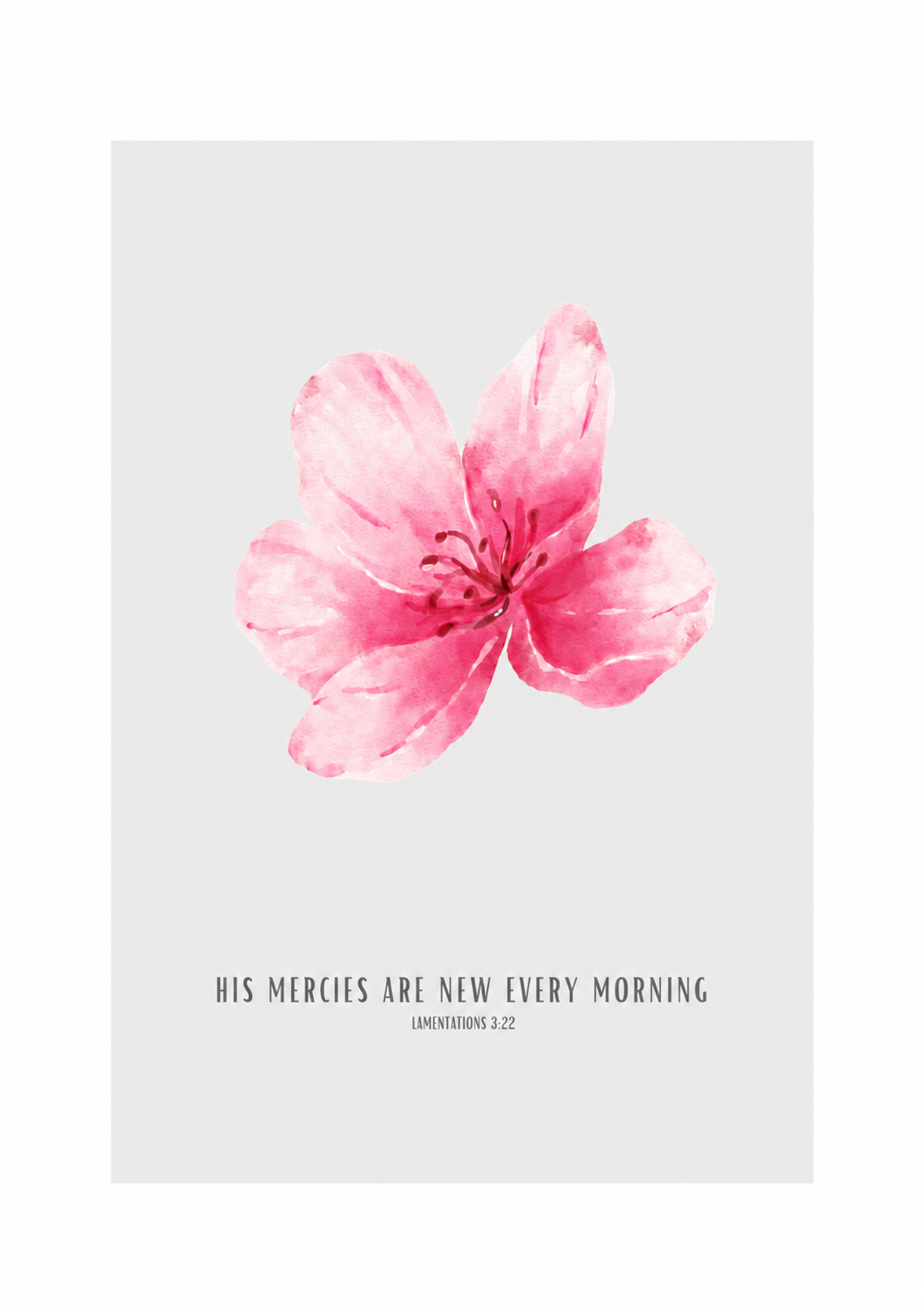 His Mercies Are New Every Morning Lamentations 3:22 | Pink Blossom Scripture Print | Faith Home Decor