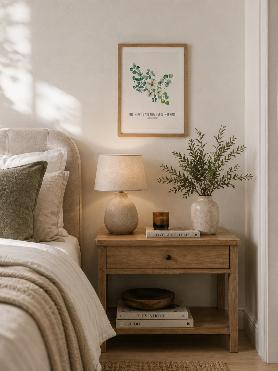 His Mercies Are New Every Morning Lamentations 3:22 | Green Eucalyptus Scripture Print
