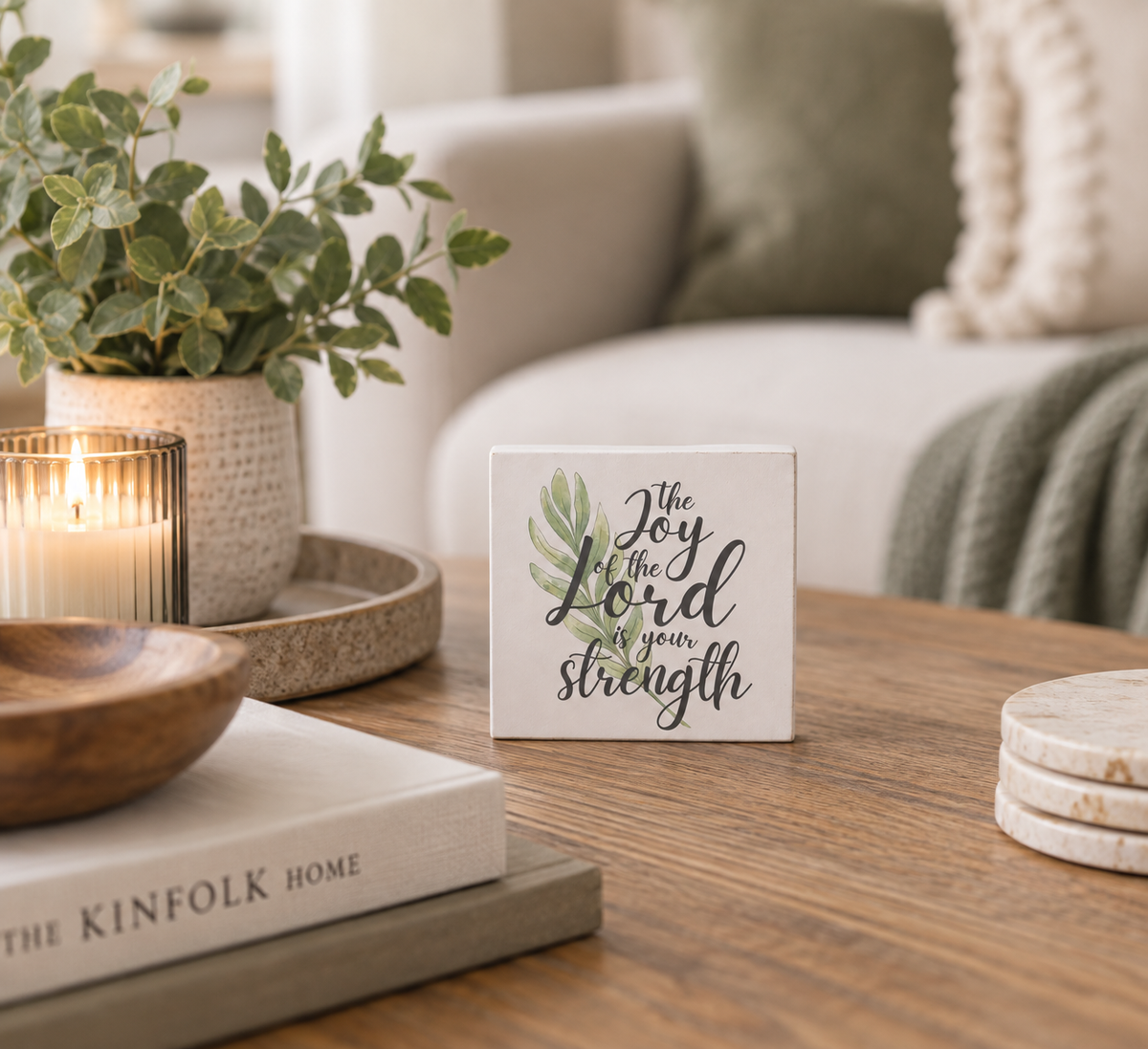 The Joy Of The Lord is Your Strength Scripture Block | Christian Home Decor | Faith Filled Home