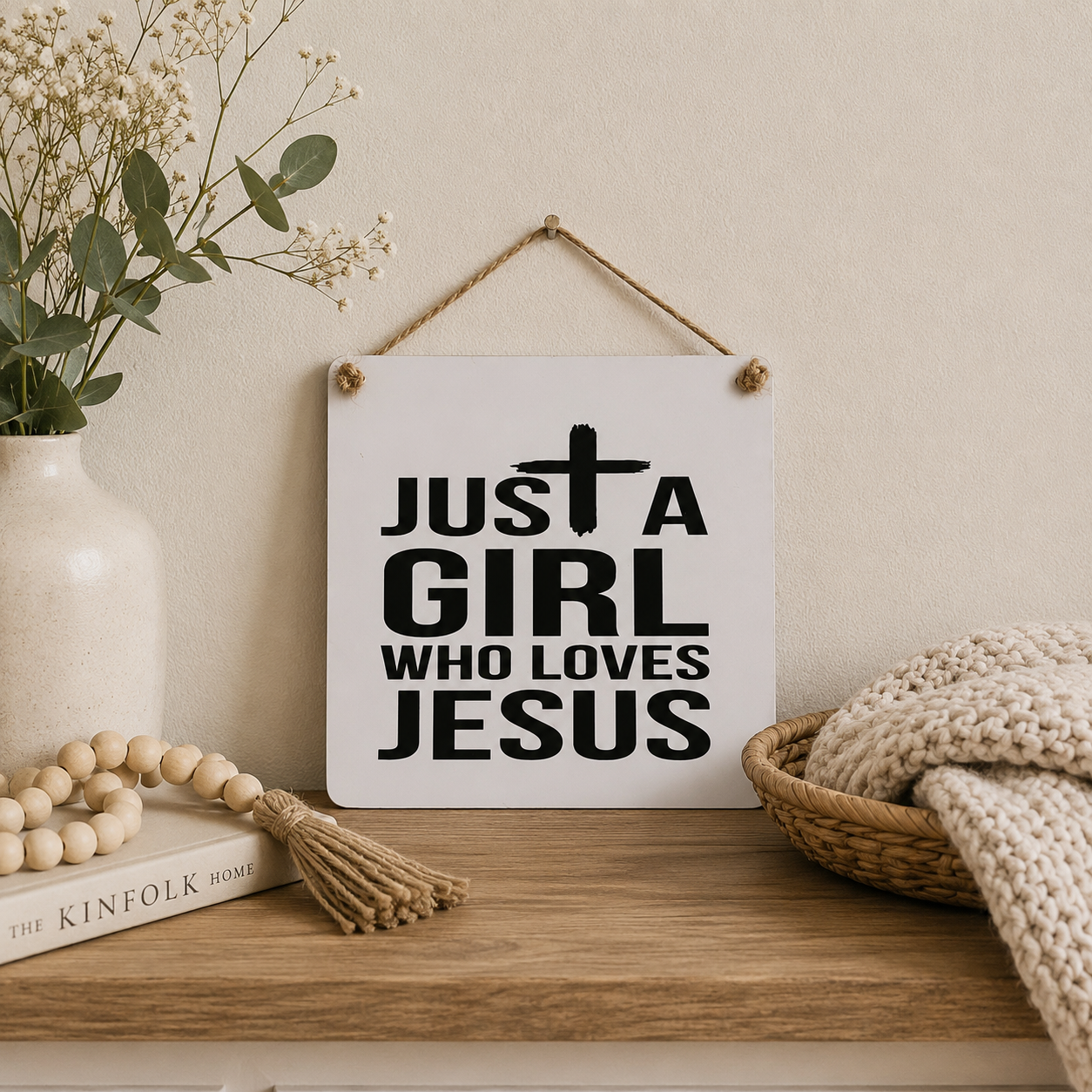 Just a Girl Who Loves Jesus Sign | Christian Wall Decor | Faith Gift For Her
