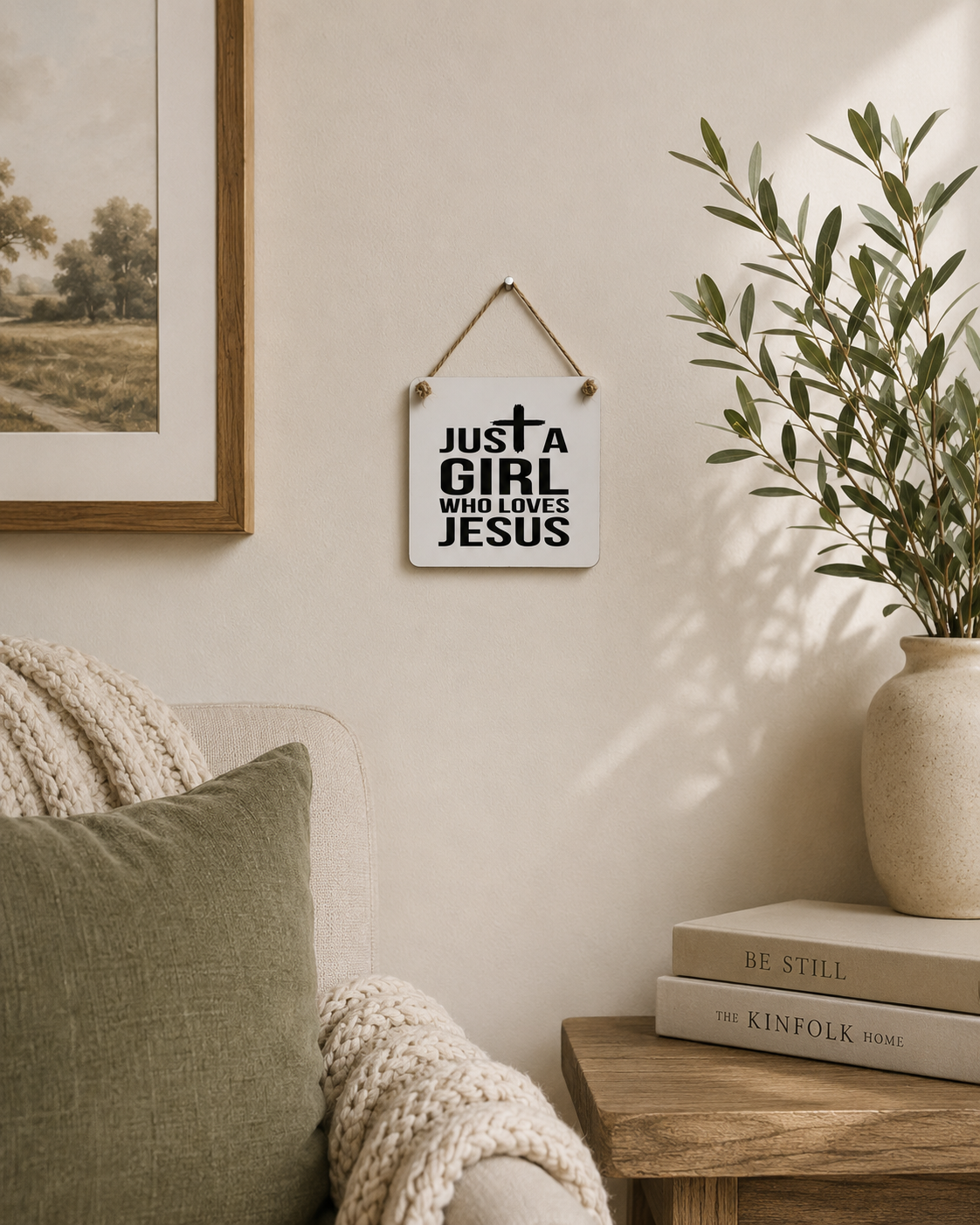 Just a Girl Who Loves Jesus Sign | Christian Wall Decor | Faith Gift For Her