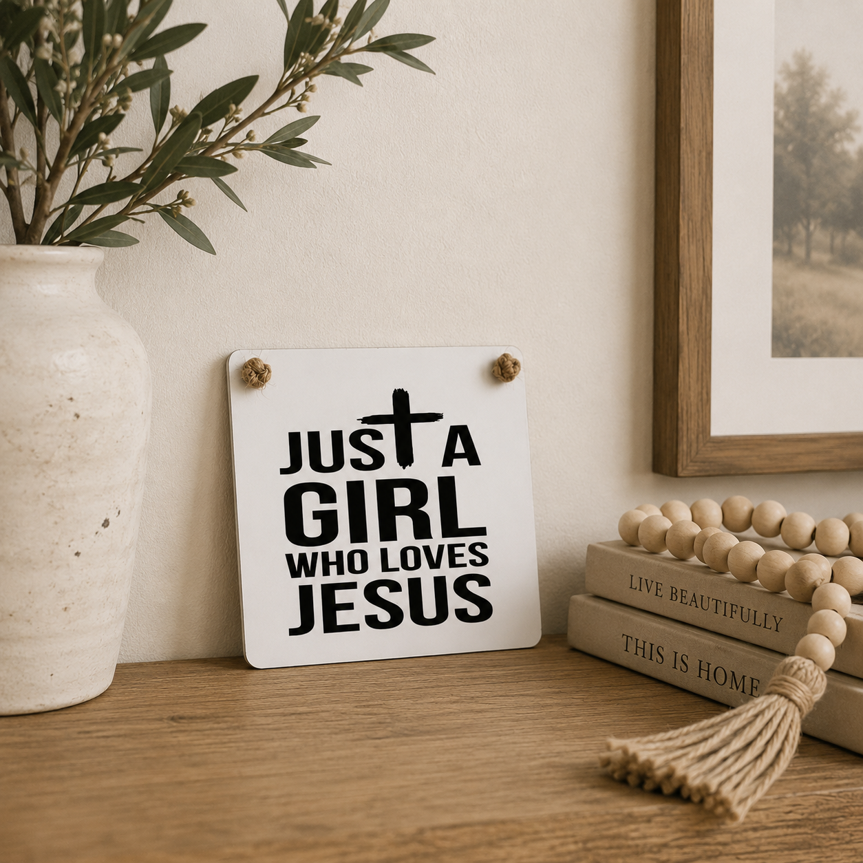 Just a Girl Who Loves Jesus Sign | Christian Wall Decor | Faith Gift For Her