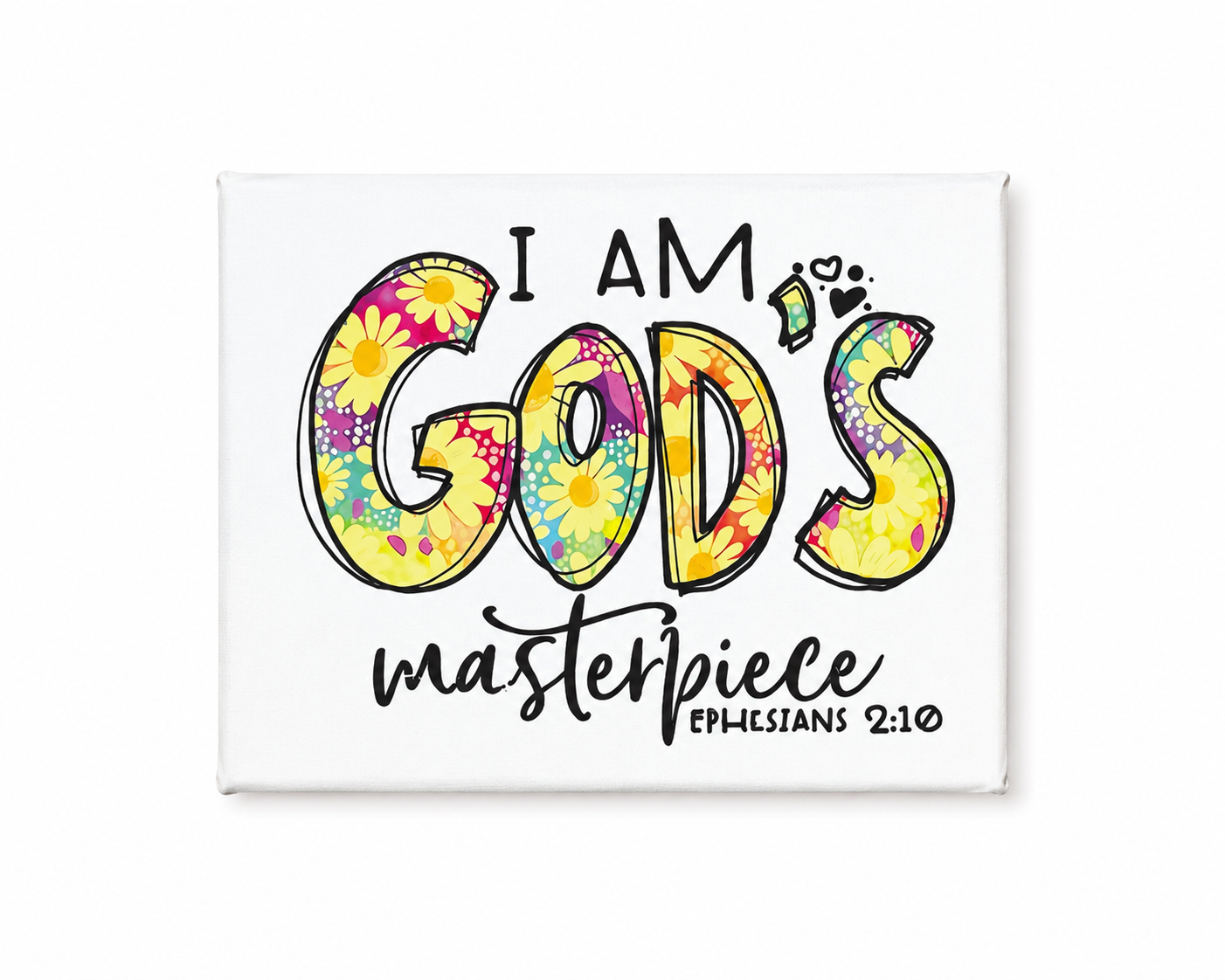 I Am God's Masterpiece Canvas | Ephesians 2:10 Christian Wall Art | Faith Decor