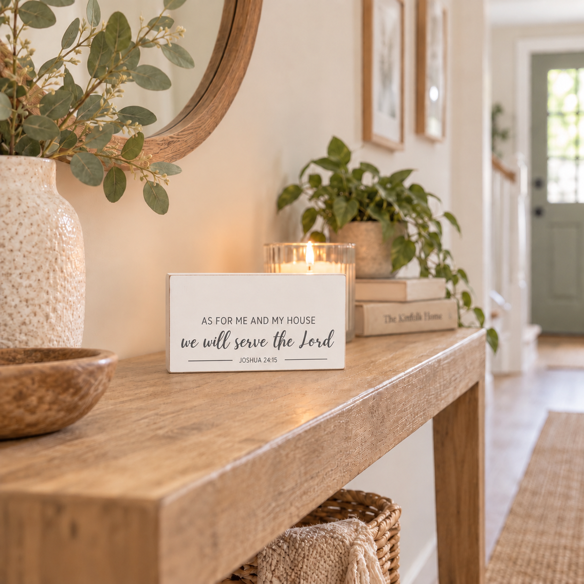 As For Me And My House Scripture Block | Joshua 24:15 | Christian Home Decor | Faith Filled Home