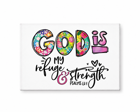 God Is My Refuge and Strength Canvas | Christian Wall Art | Faith Decor