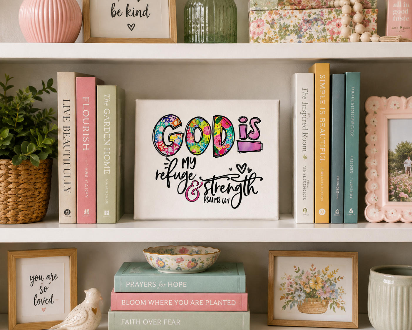 God Is My Refuge and Strength Canvas | Christian Wall Art | Faith Decor