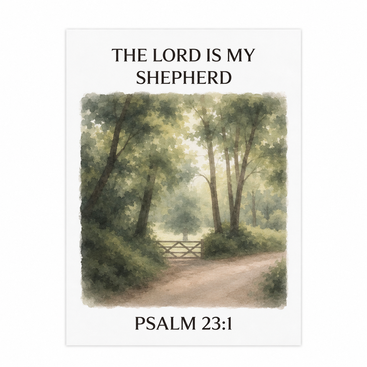 The Lord Is My Shepherd Scripture Print | Psalm 23:1 | Christian Wall Art | Faith Decor