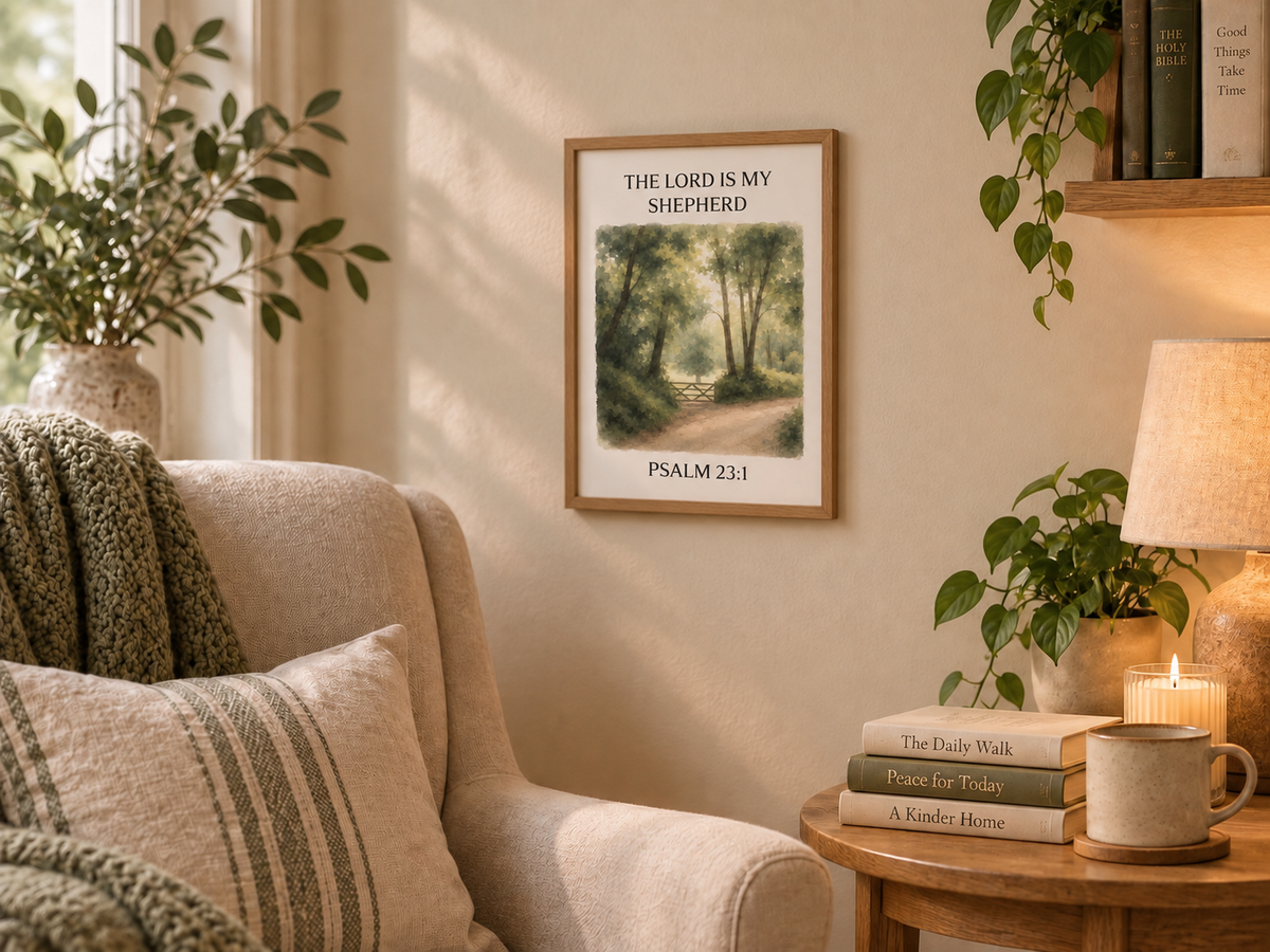 The Lord Is My Shepherd Scripture Print | Psalm 23:1 | Christian Wall Art | Faith Decor