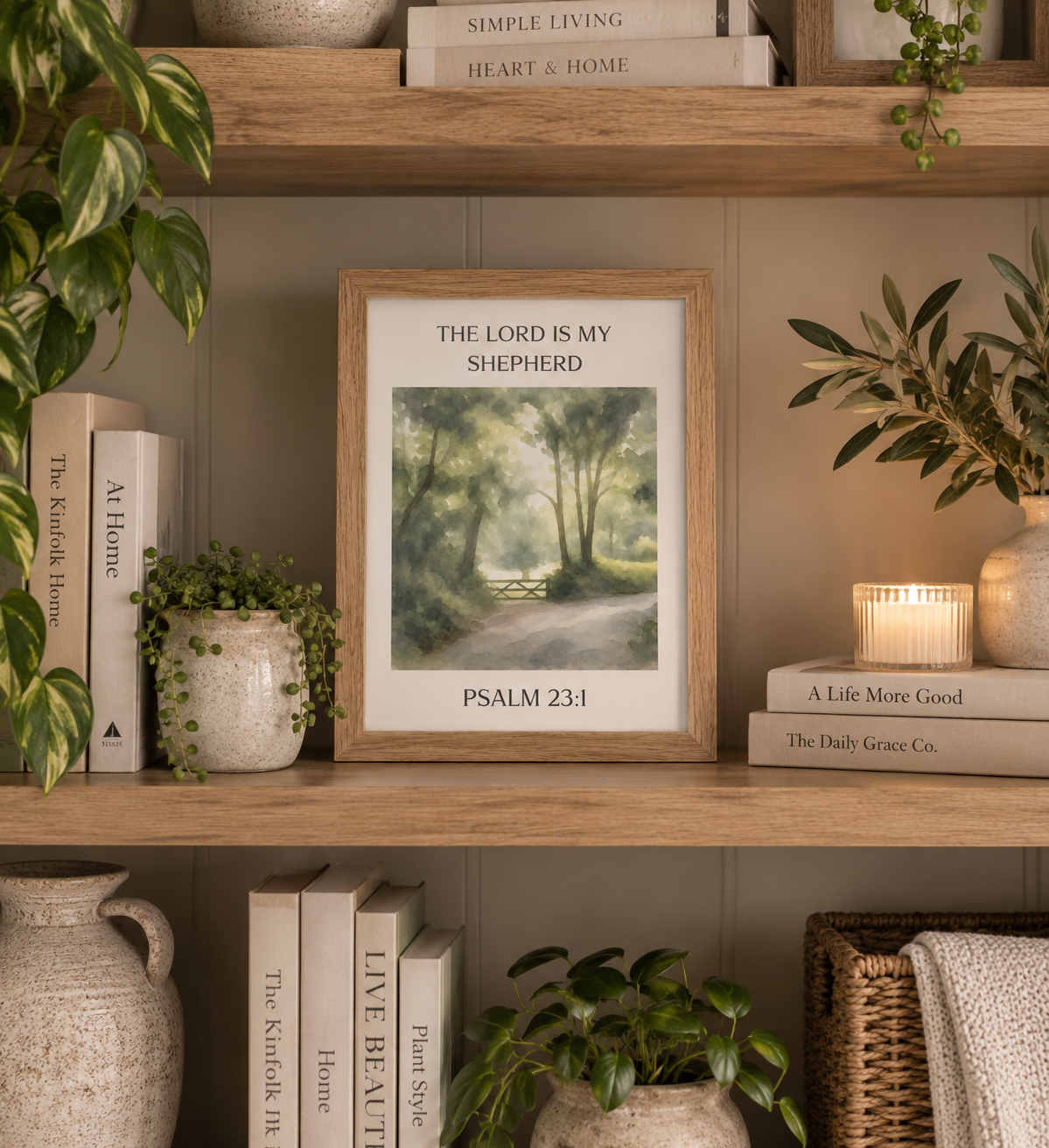 The Lord Is My Shepherd Scripture Print | Psalm 23:1 | Christian Wall Art | Faith Decor