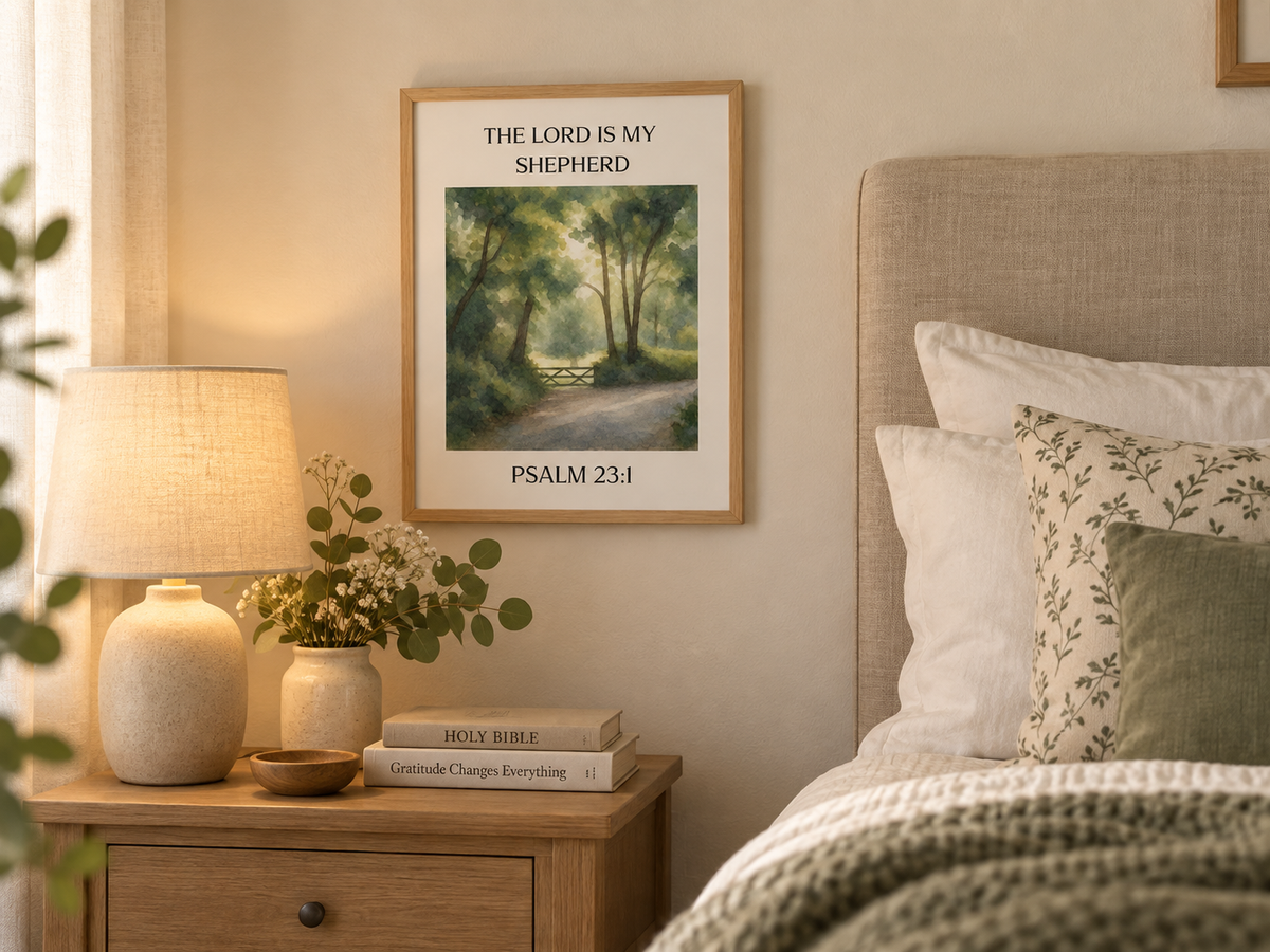 The Lord Is My Shepherd Scripture Print | Psalm 23:1 | Christian Wall Art | Faith Decor