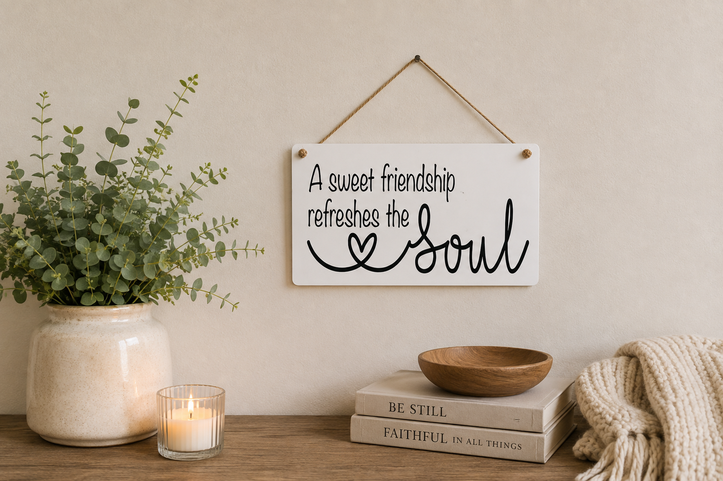 A Sweet Friendship Refreshes the Soul Scripture Sign | Friendship Gift