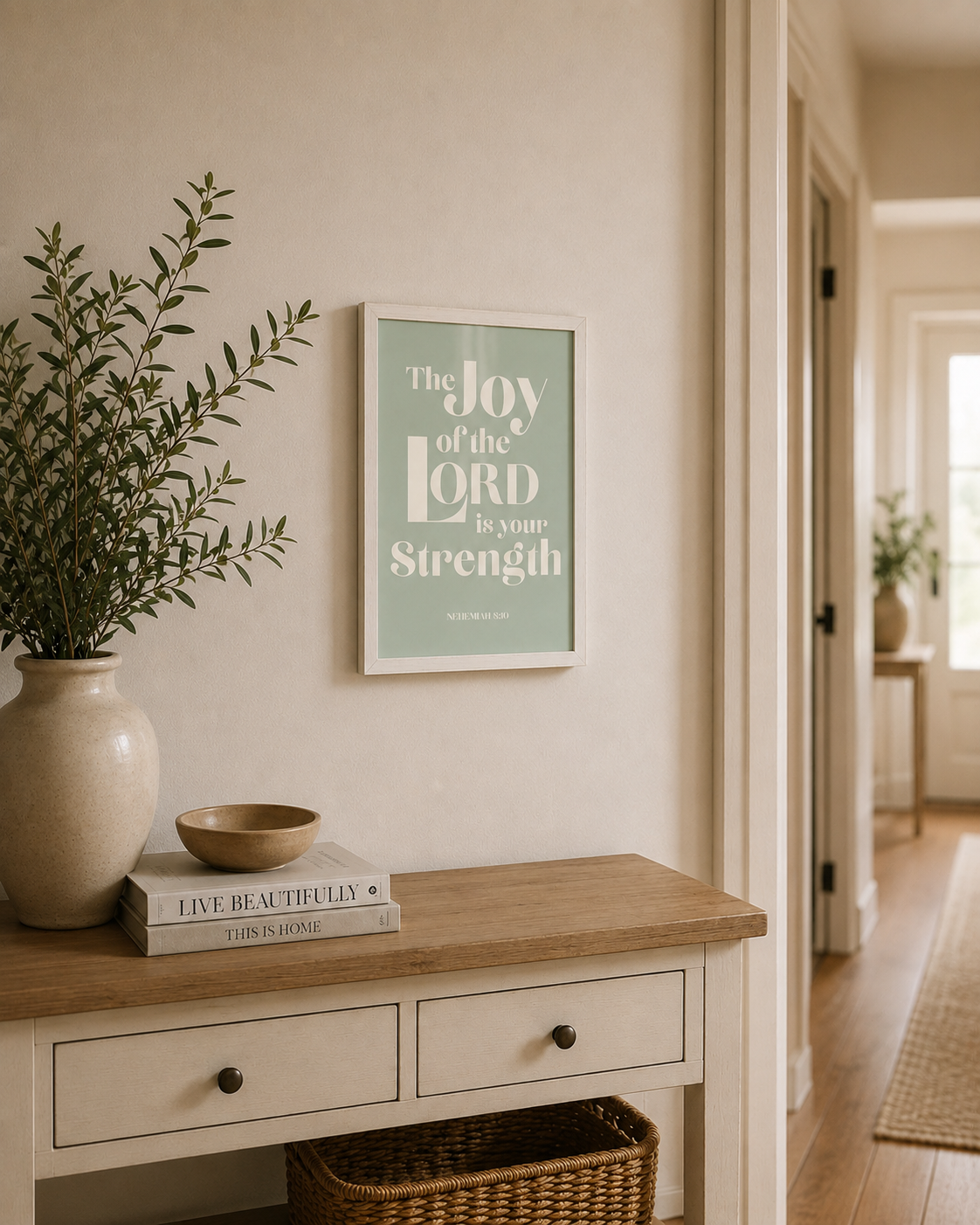 The Joy of the Lord Is Your Strength Bible Verse Print | Nehemiah 8:10 Scripture Wall Art | Christian Home Decor