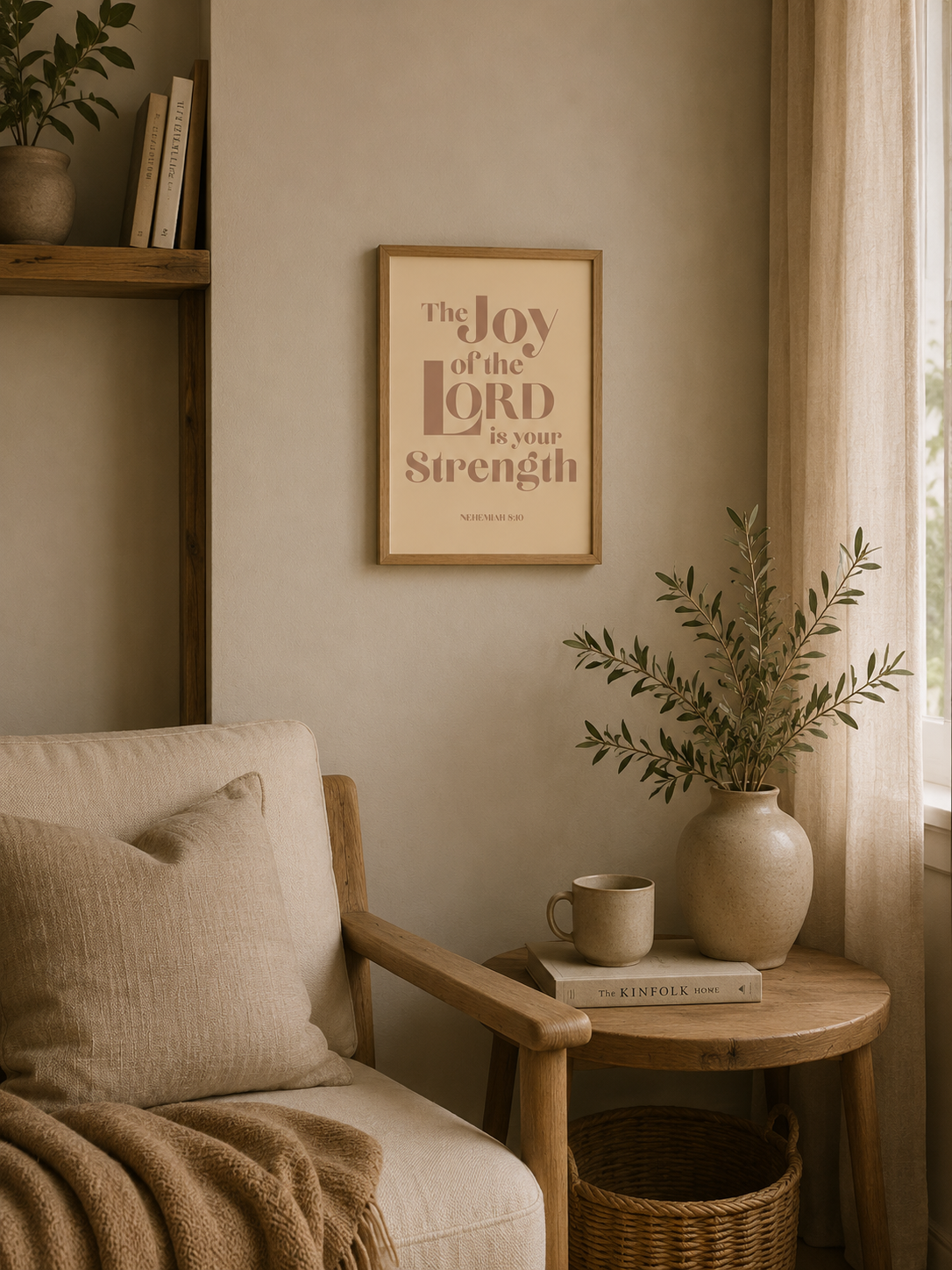 The Joy of the Lord Is Your Strength Bible Verse Print | Nehemiah 8:10 Scripture Wall Art | Christian Home Decor