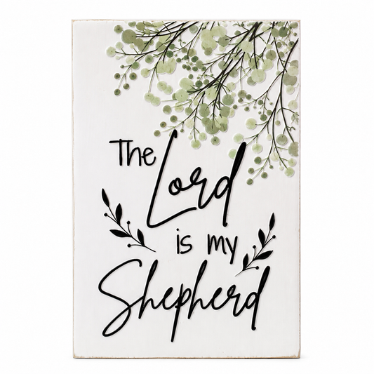 The Lord Is My Shepherd Scripture Block | Psalm 23 Christian Home Decor | Faith Decor