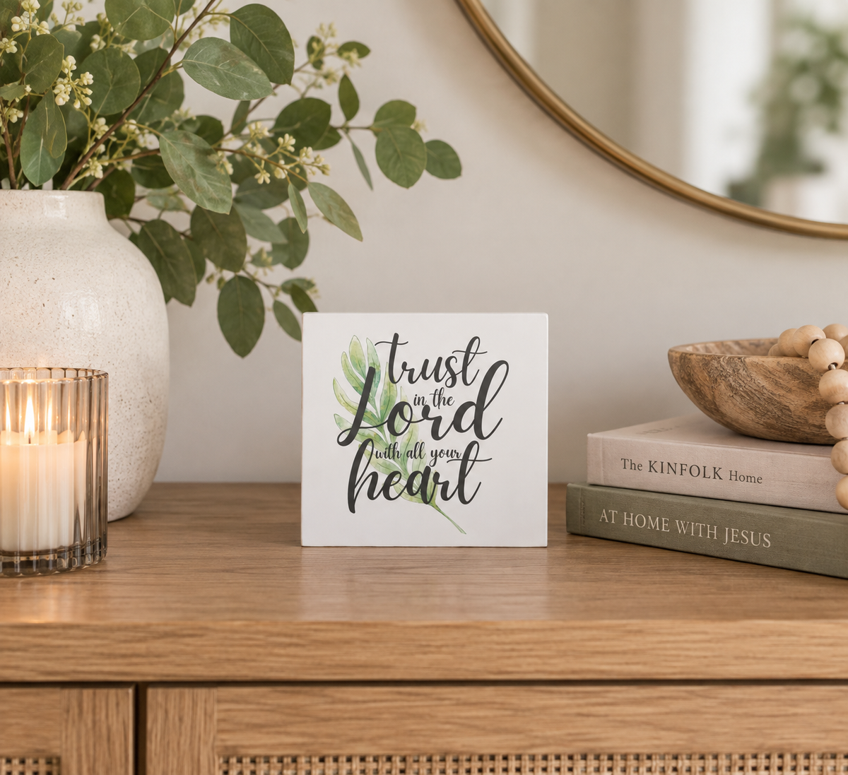 Trust In the Lord With All Your Heart Scripture Block | Christian Home Decor | Faith Filled Home