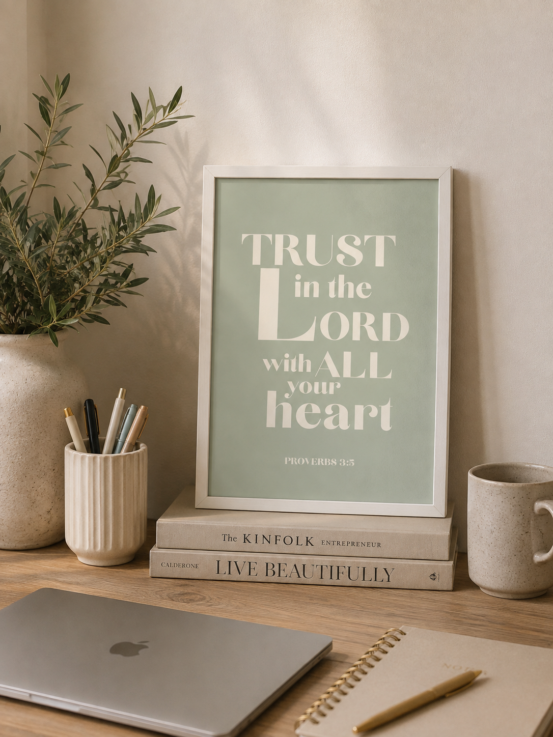 Trust In the Lord With All Your Heart |Proverbs 3:5  Bible Verse Wall Art Print | Faith Based Home Decor